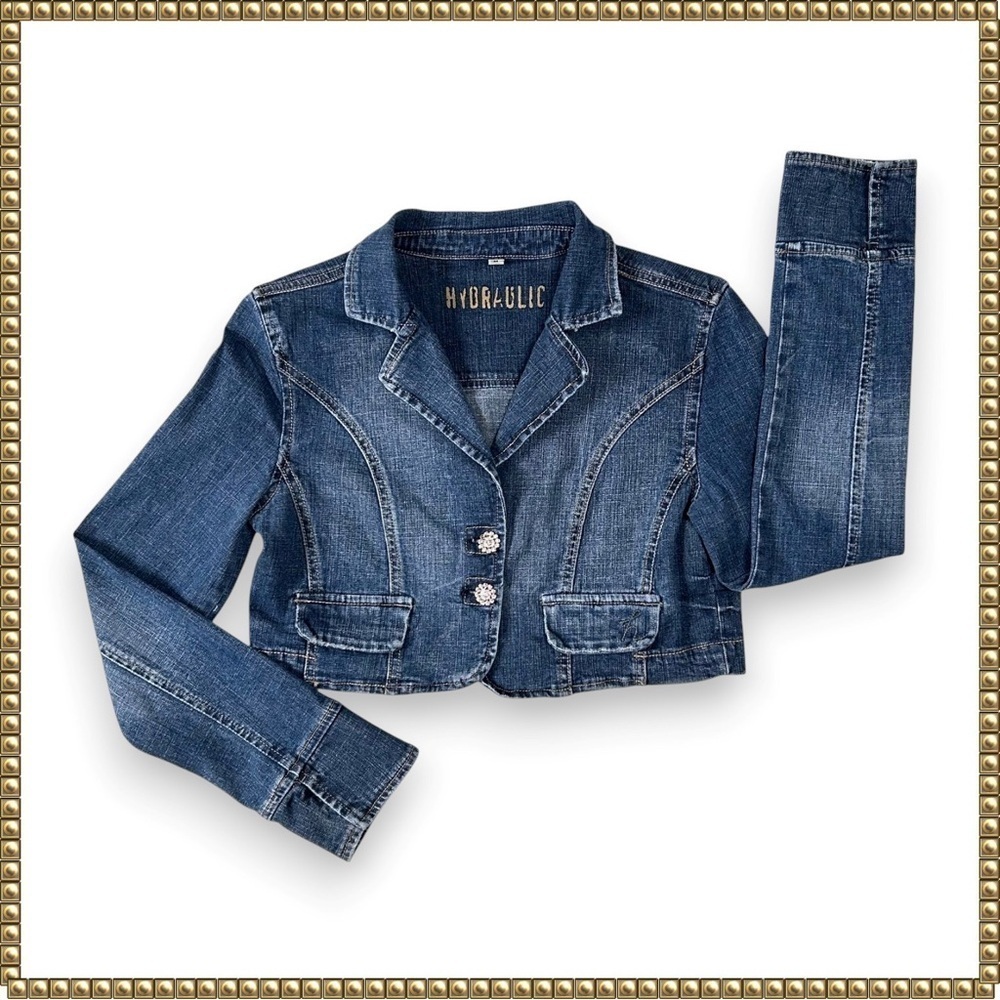 Hydraulic Denim Jacket Cropped Junior Size Medium